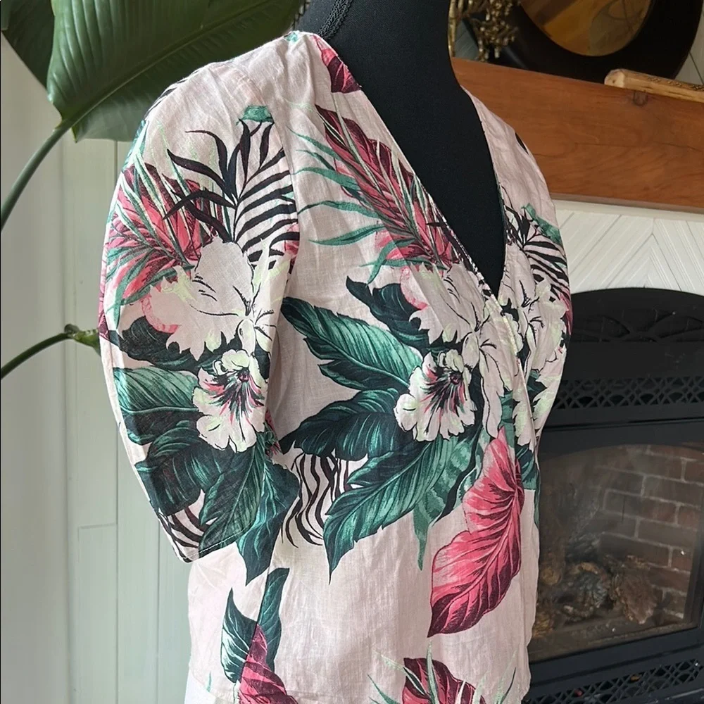 Zara Pink Linen Blend Wrap Blouse - Picture 5 of 11